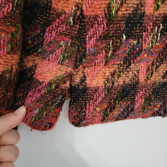 Carlisle Women's Vintage Plaid Tweed Jacket Blazer Size 8 Black Orange Pink Wool - Picture 5 of 7